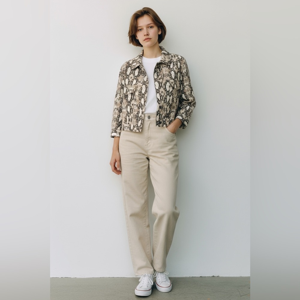 Cozy Casual Snake Print Shacket Lightweight Button Up Jacket Women's Large L